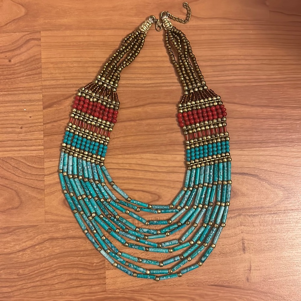 Turquoise beaded layered necklace